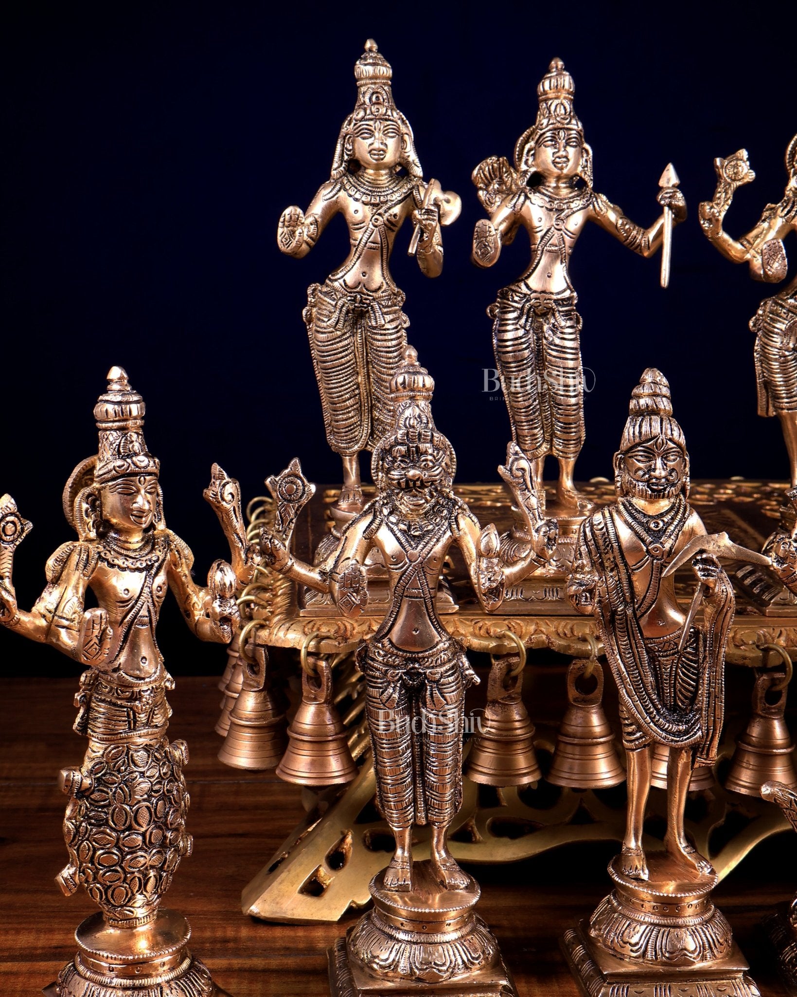 Brass Superfine Vishnu Dashavatar Idols Set | Sleek Design 10 inch - Budhshiv.com