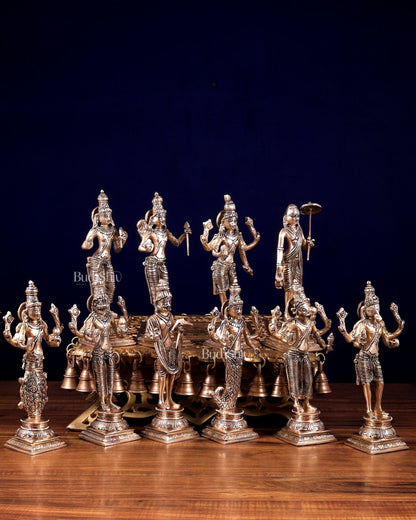 Brass Superfine Vishnu Dashavatar Idols Set | Sleek Design 10 inch - Budhshiv.com