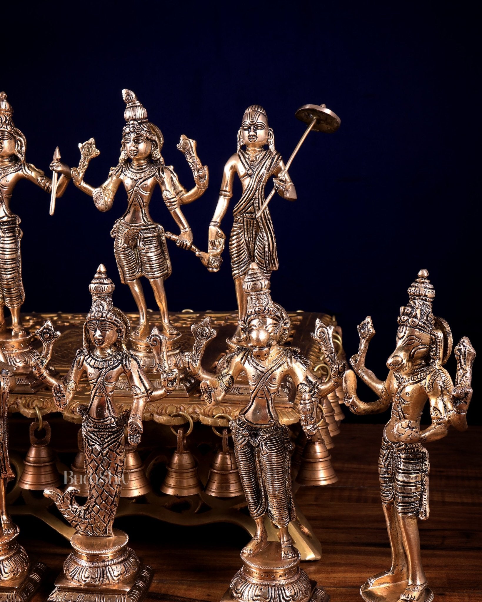 Brass Superfine Vishnu Dashavatar Idols Set | Sleek Design 10 inch - Budhshiv.com