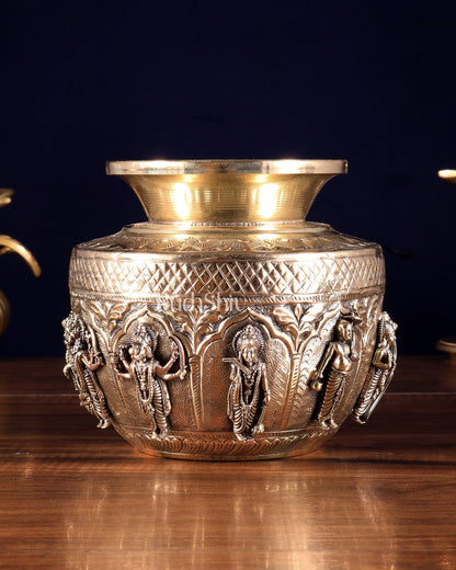 Brass Superfine Vishnu Dashavatar Kalash – Auspicious Pooja Pot 5.5 - Budhshiv.com