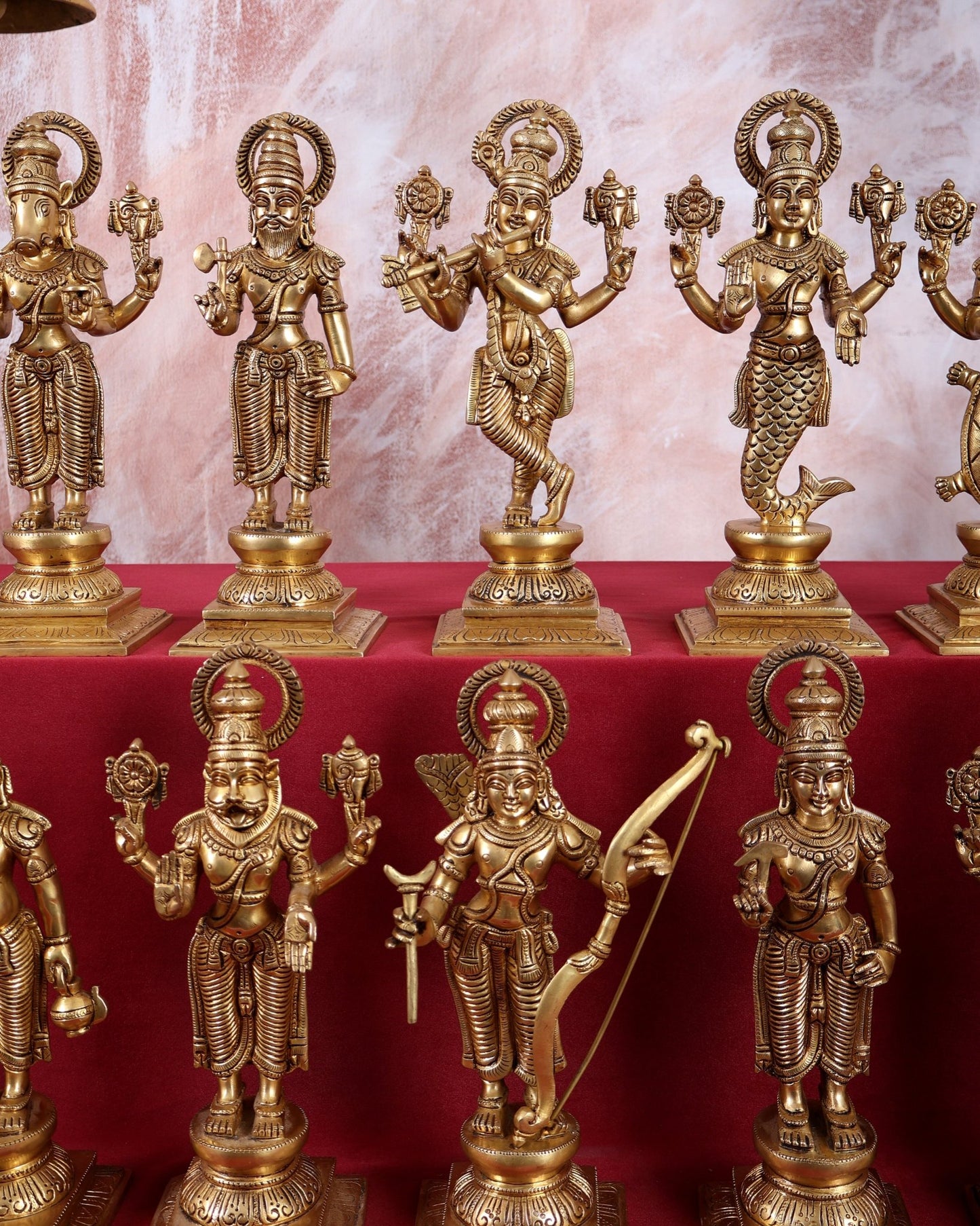 Brass Superfine Vishnu Dashavatar Set - 12 Inch Height - Budhshiv.com
