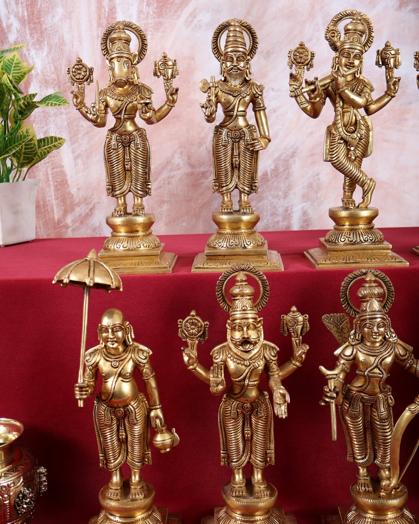 Brass Superfine Vishnu Dashavatar Set - 12 Inch Height - Budhshiv.com