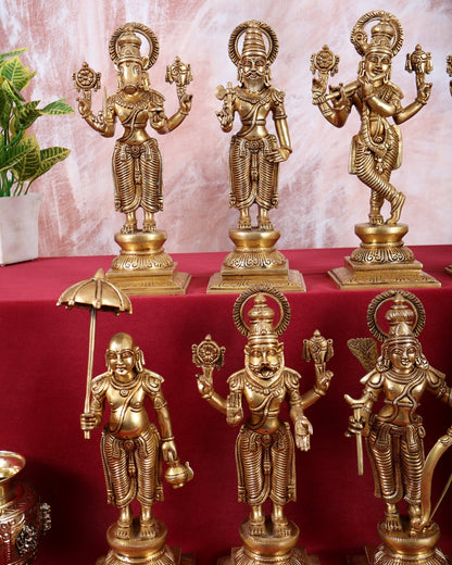 Brass Superfine Vishnu Dashavatar Set - 12 Inch Height - Budhshiv.com