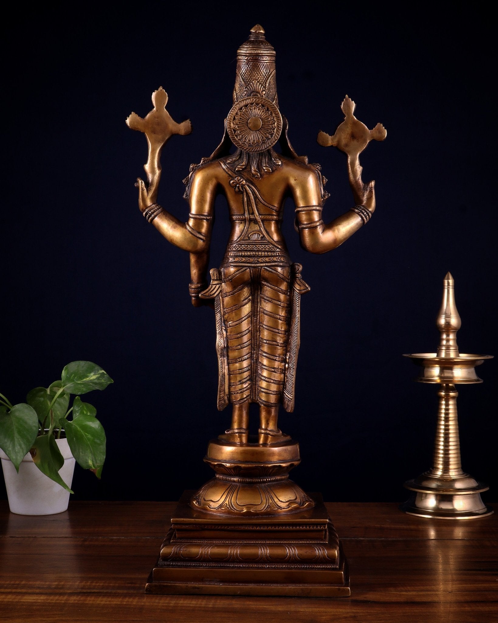 Brass Superfine Vishnu statue - 20.5" - Budhshiv.com