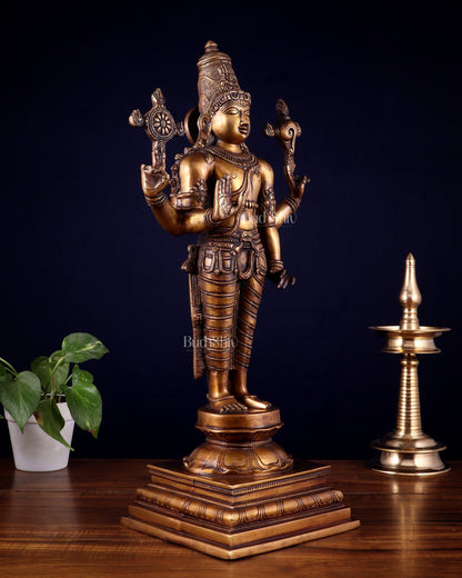 Brass Superfine Vishnu statue - 20.5" - Budhshiv.com