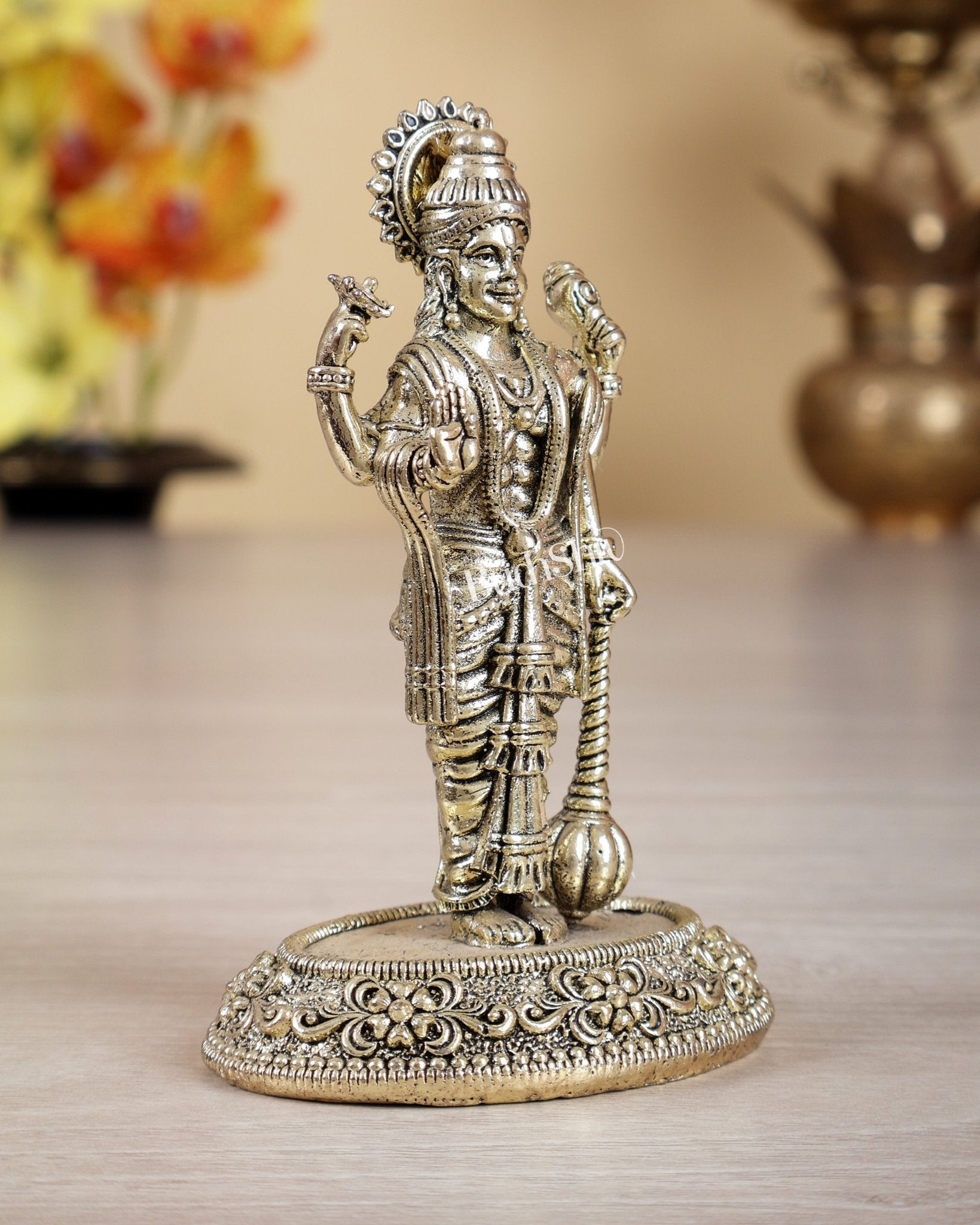 Brass Superfine Vishnu with Gada Idol – 4 Inch - Budhshiv.com