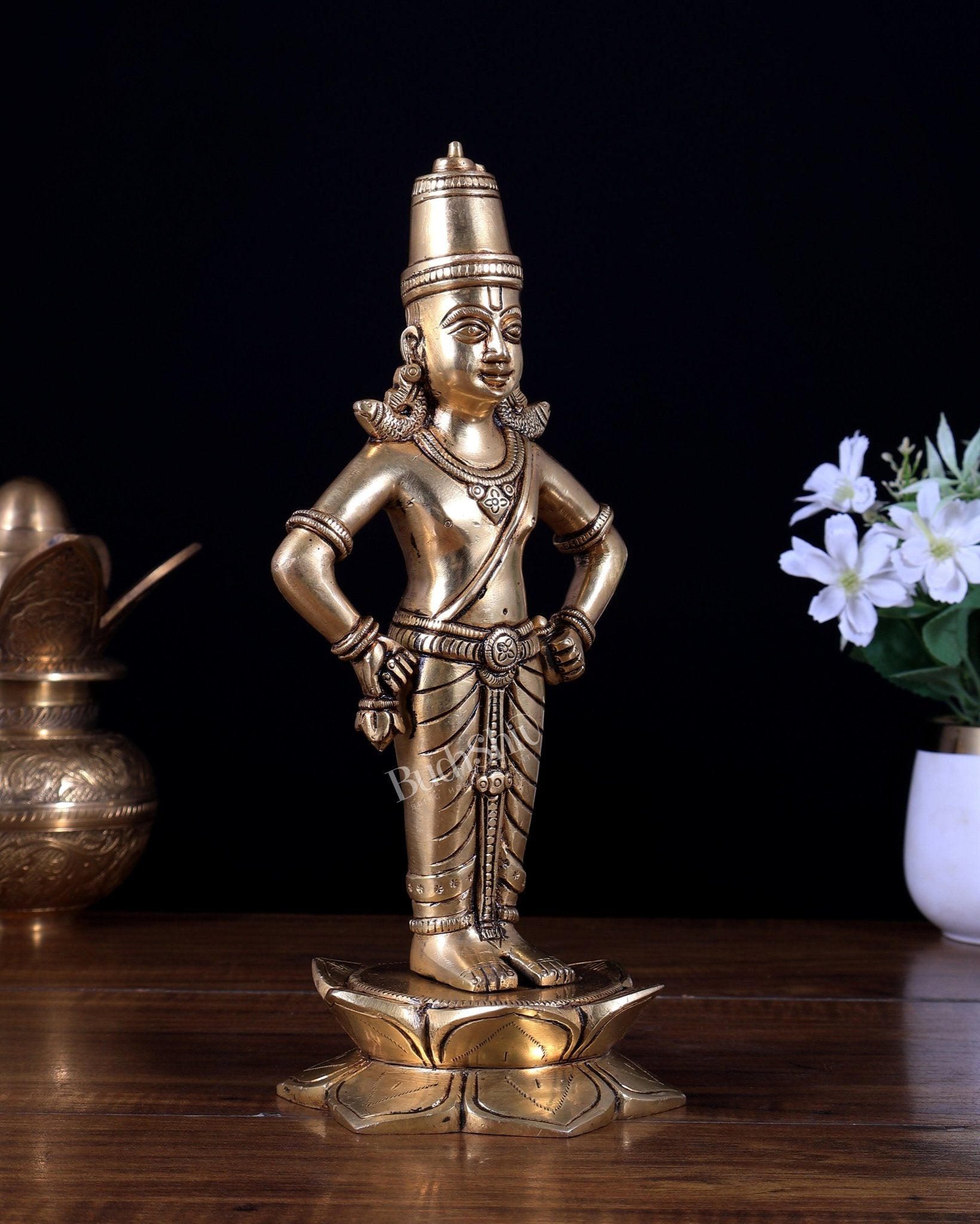 Brass Superfine Vitthal Pandurang Vithoba Idol – Standing Lord Vitthal Statue (10 Inches) - Budhshiv.com