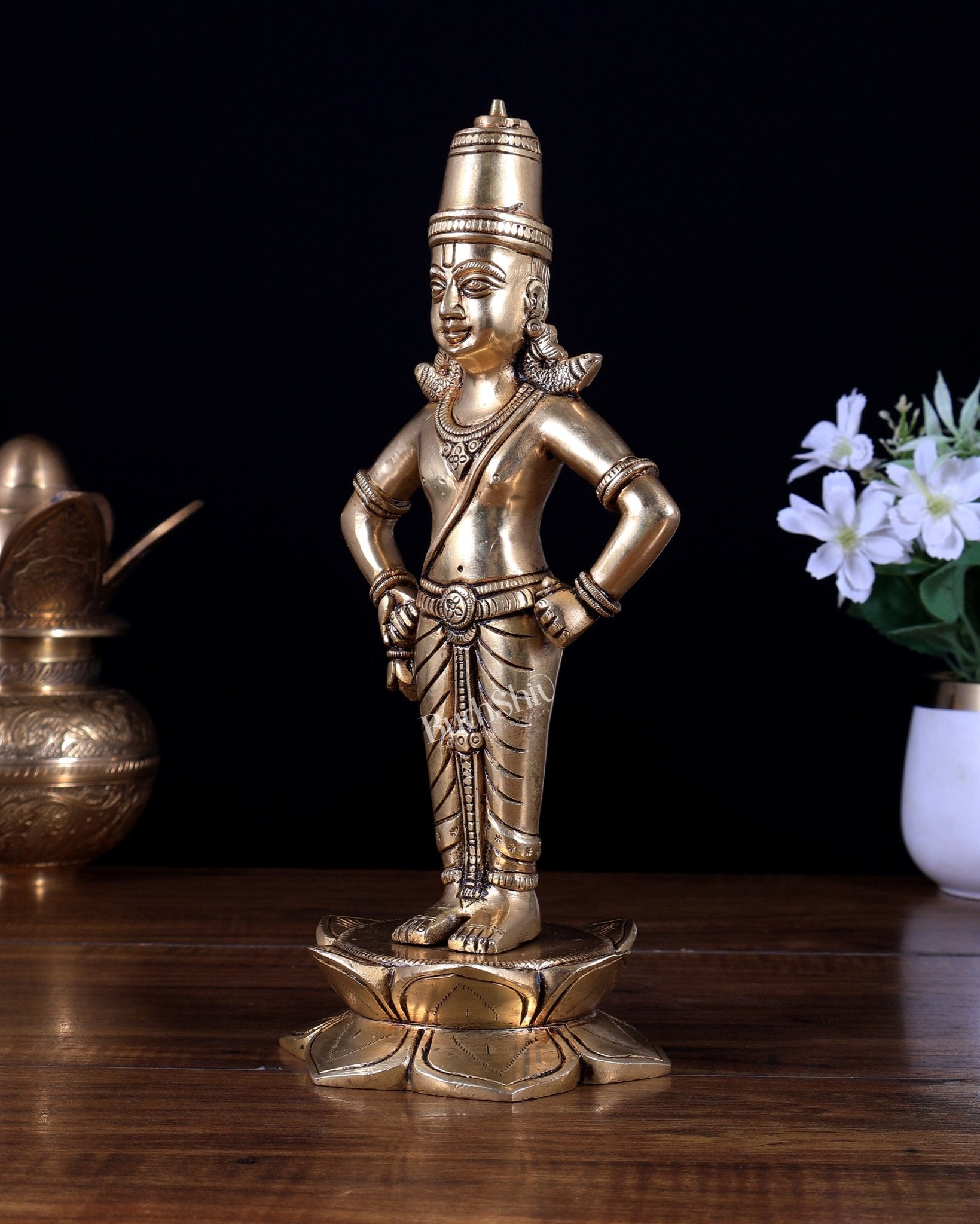 Brass Superfine Vitthal Pandurang Vithoba Idol – Standing Lord Vitthal Statue (10 Inches) - Budhshiv.com