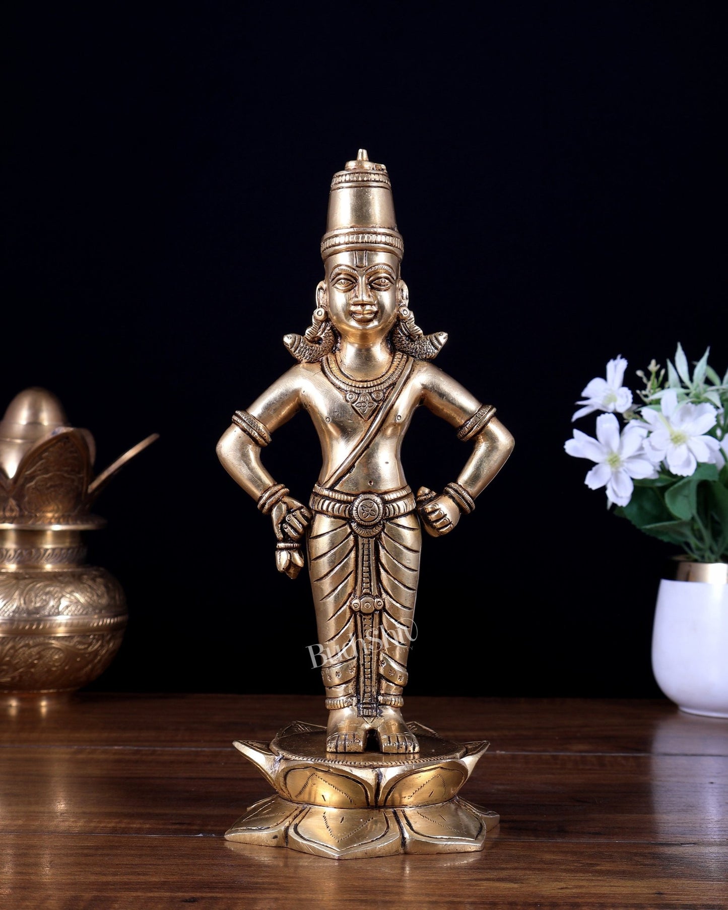 Brass Superfine Vitthal Pandurang Vithoba Idol – Standing Lord Vitthal Statue (10 Inches) - Budhshiv.com