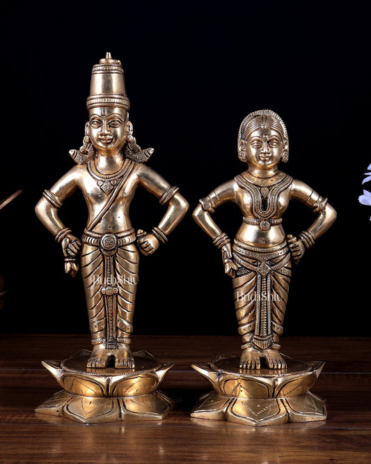 Brass Superfine Vitthal Rukmani Idol | Divine Handcrafted Murti (10 Inch) - Budhshiv.com