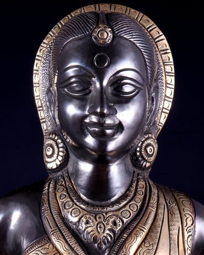 Brass Superfine Vitthal Rukmani Idol Pair 25" Grand Temple - Style Sculptures black and gold - Budhshiv.com