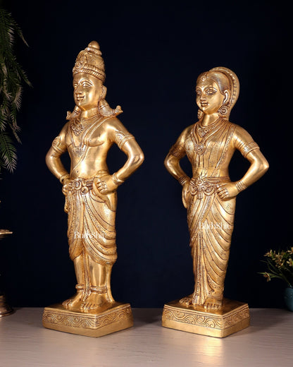 Brass Superfine Vitthal Rukmani Idol Pair 25" Grand Temple - Style Sculptures - Budhshiv.com