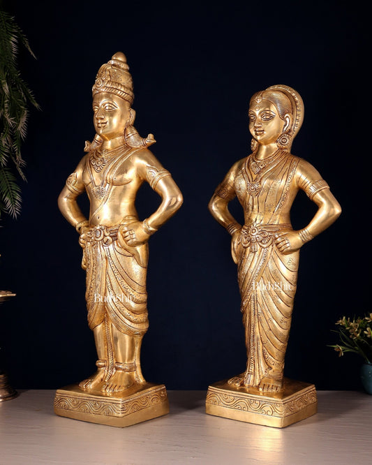 Brass Superfine Vitthal Rukmani Idol Pair 25" Grand Temple - Style Sculptures - Budhshiv.com