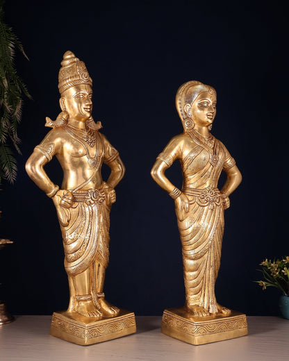 Brass Superfine Vitthal Rukmani Idol Pair 25" Grand Temple - Style Sculptures - Budhshiv.com