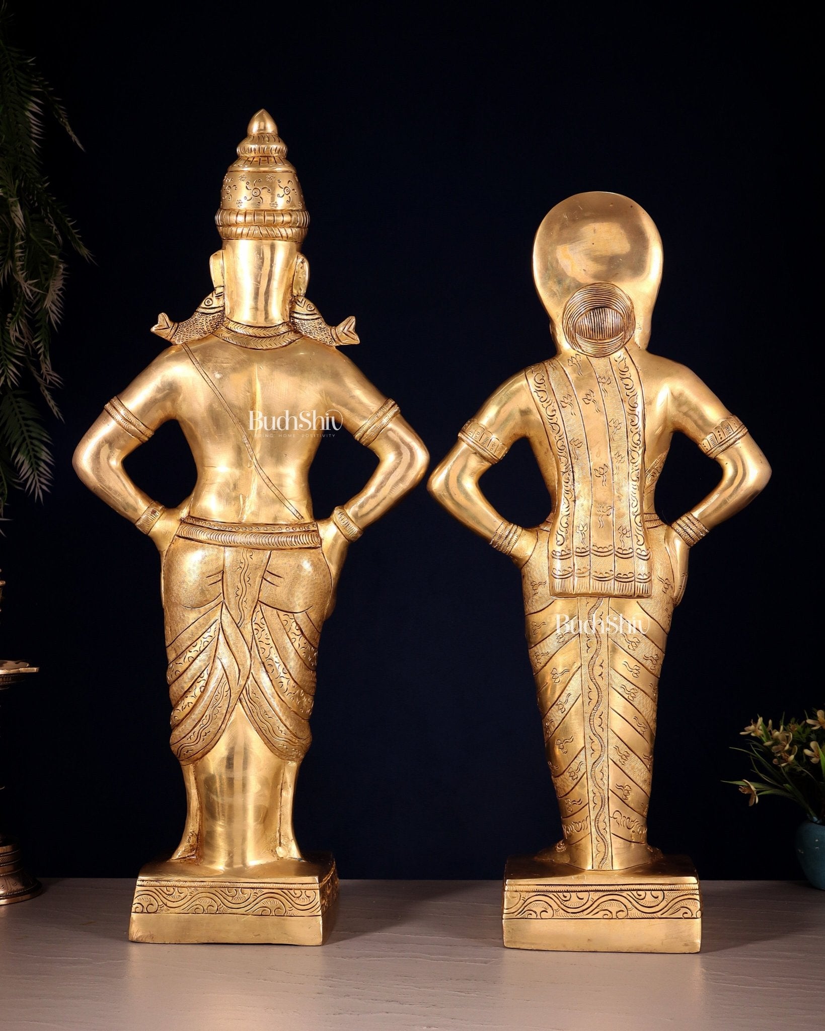 Brass Superfine Vitthal Rukmani Idol Pair 25" Grand Temple - Style Sculptures - Budhshiv.com
