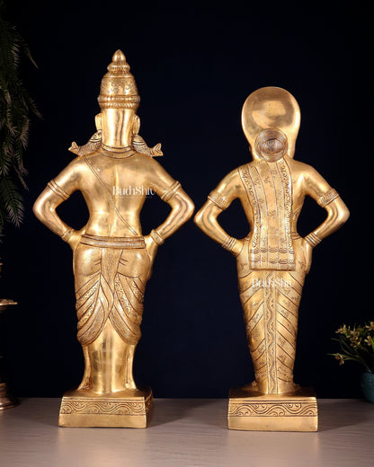 Brass Superfine Vitthal Rukmani Idol Pair 25" Grand Temple - Style Sculptures - Budhshiv.com