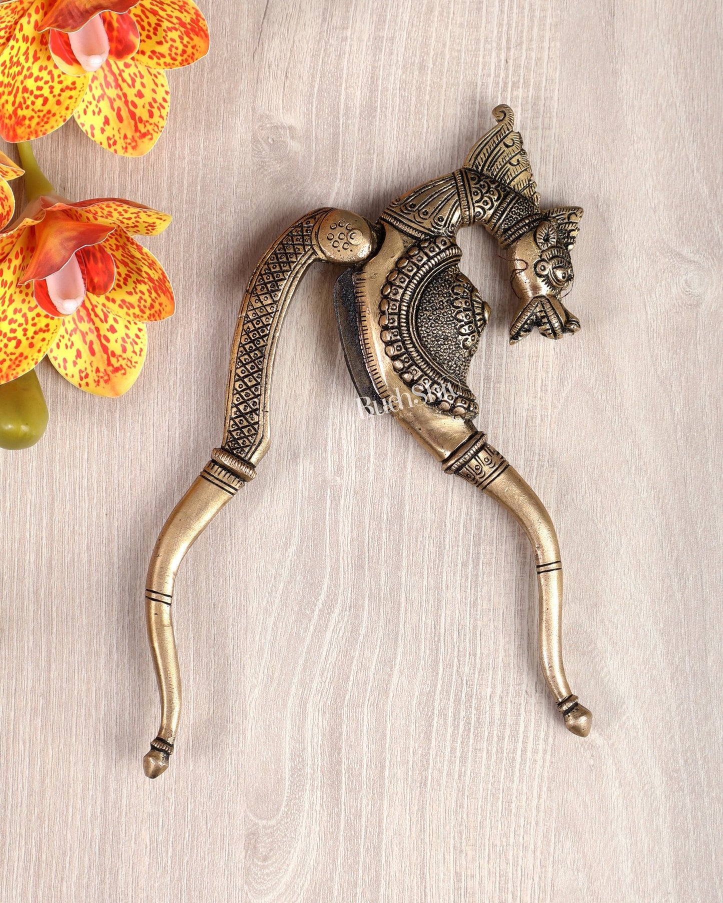 Brass Superfine Yali Design Nut Cutter – Vintage Brass Collectible Utility Piece 9" - Budhshiv.com