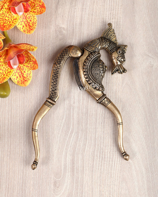 Brass Superfine Yali Design Nut Cutter – Vintage Brass Collectible Utility Piece 9" - Budhshiv.com
