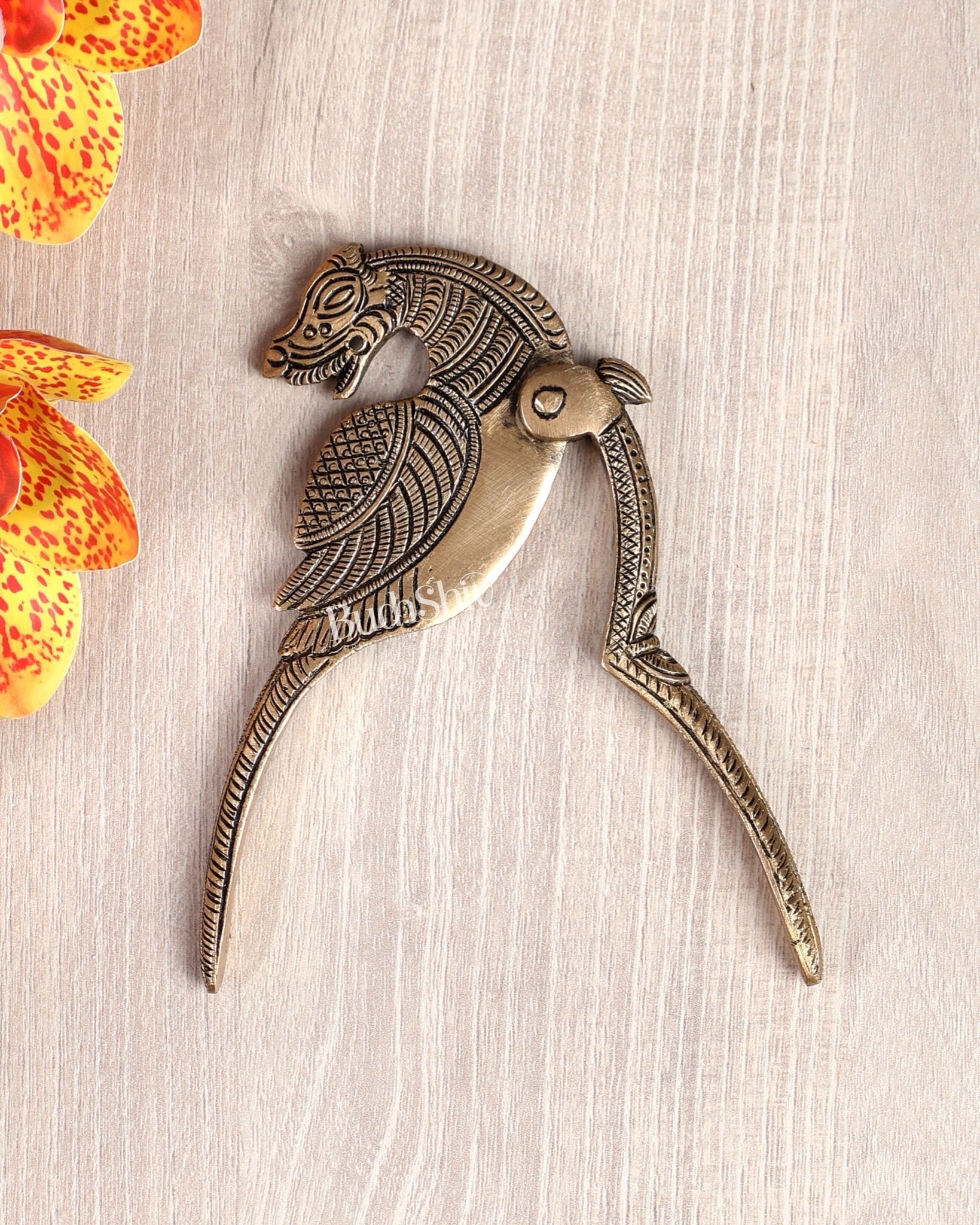 Brass Superfine Yali Nut Cracker – Traditional Collectible Utility Craft Piece 5" - Budhshiv.com