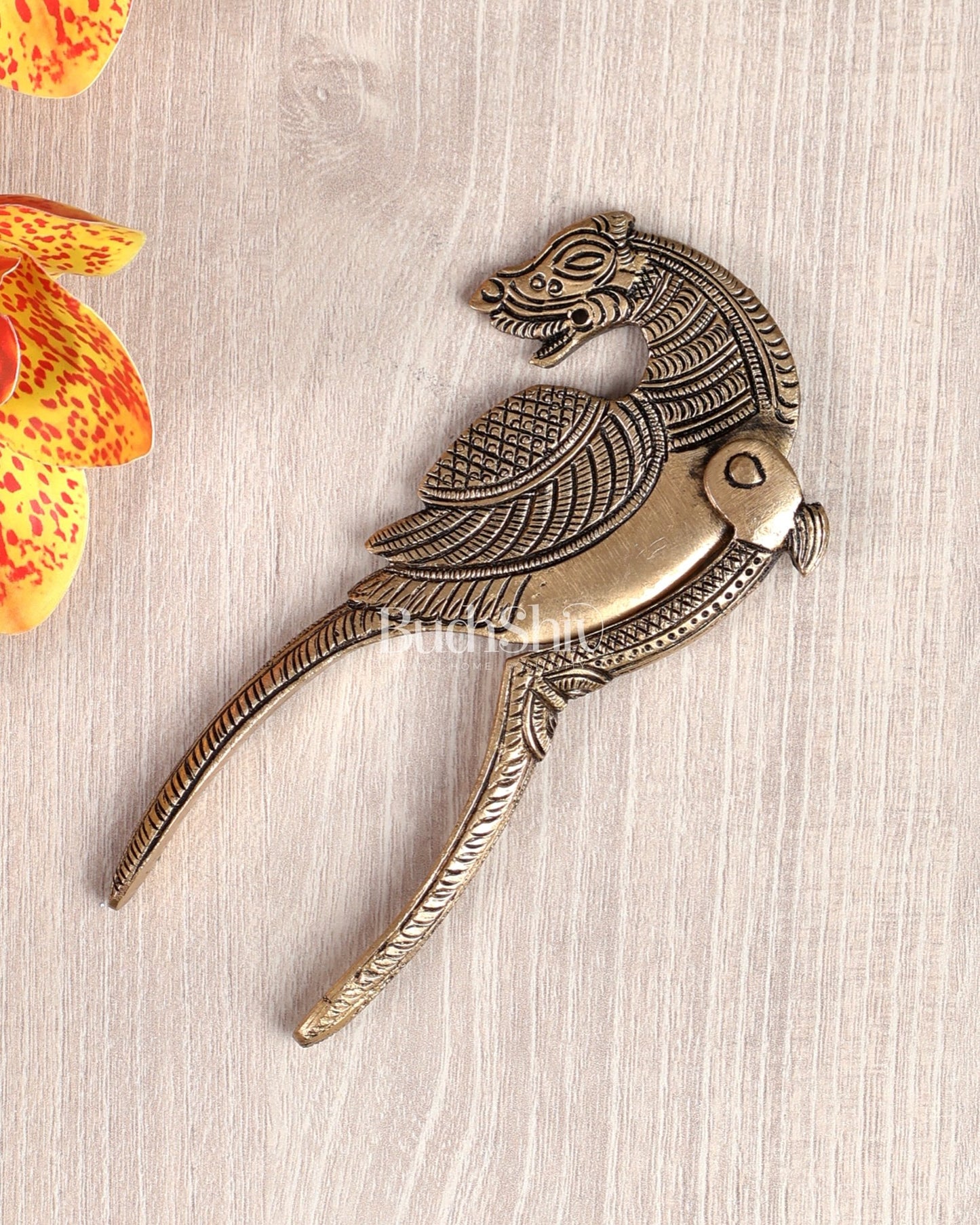 Brass Superfine Yali Nut Cracker – Traditional Collectible Utility Craft Piece 5" - Budhshiv.com