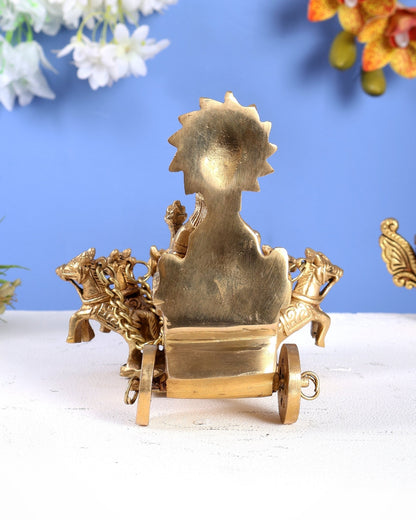 Brass Surya Dev Rath with Seven Horses – Divine Sun God Chariot Statue 7" - Budhshiv.com