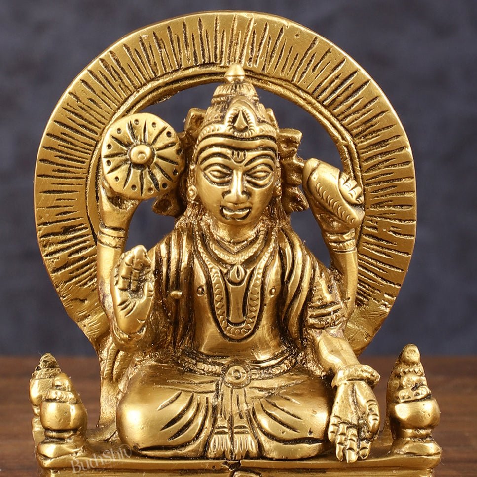Brass Surya Dev Ravi Sun Idol for Pooja & Vastu - 4 Inch Height ...