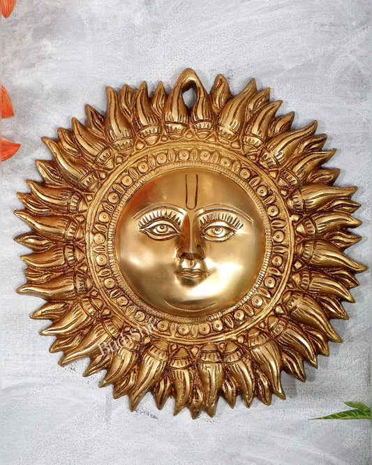 Brass Surya Dev Sun Wall Hanging – Decorative Sun God vastu special (9 Inches) - Budhshiv.com