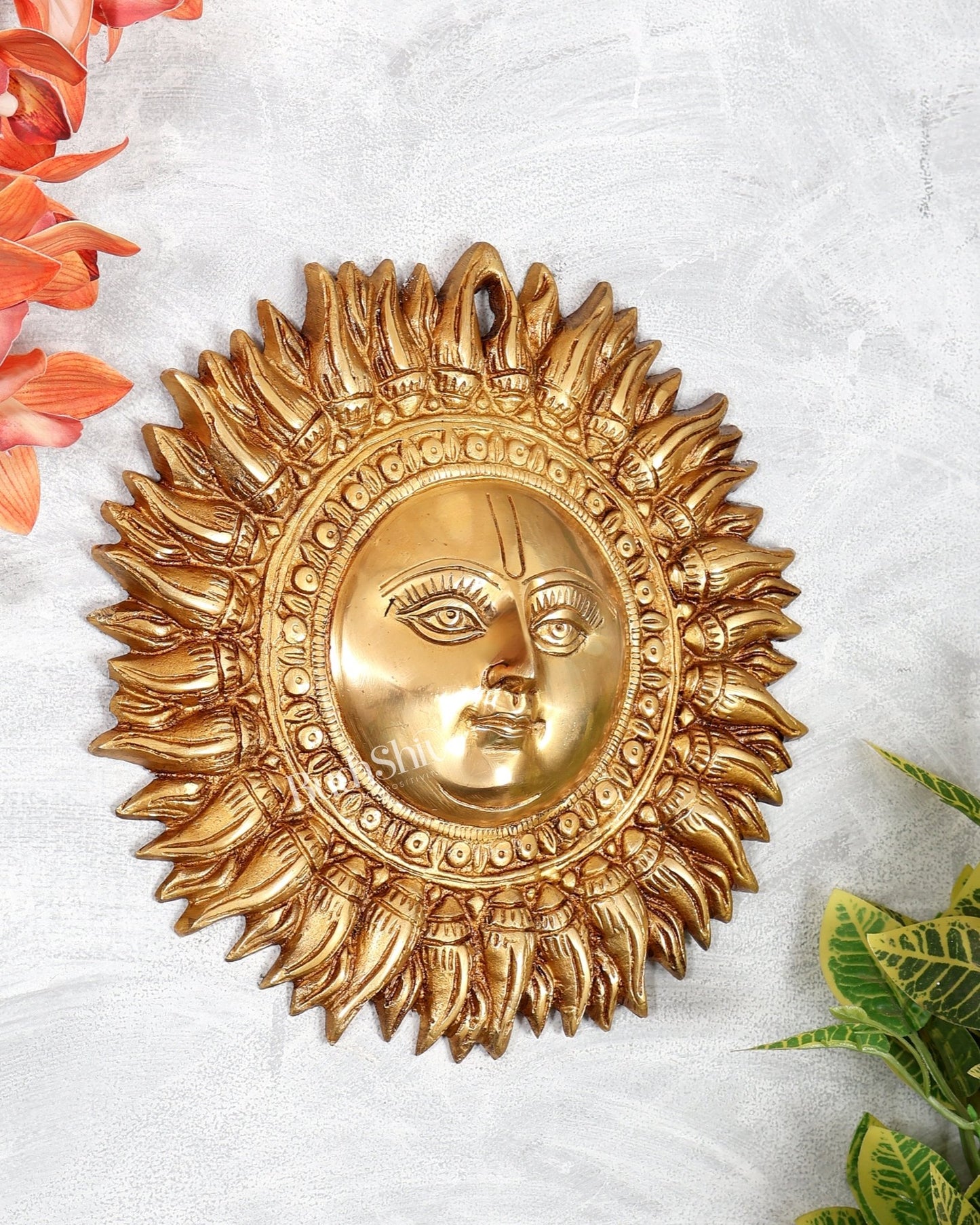 Brass Surya Dev Sun Wall Hanging – Decorative Sun God vastu special (9 Inches) - Budhshiv.com