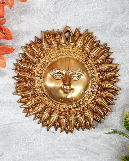 Brass Surya Dev Sun Wall Hanging – Decorative Sun God vastu special (9 Inches) - Budhshiv.com