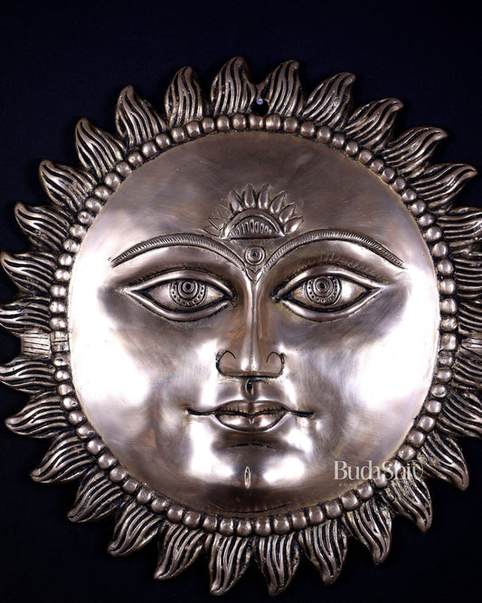 Brass Surya Dev Wall Hanging – Sacred Sun God Heritage Artefact 17 inch - Budhshiv.com