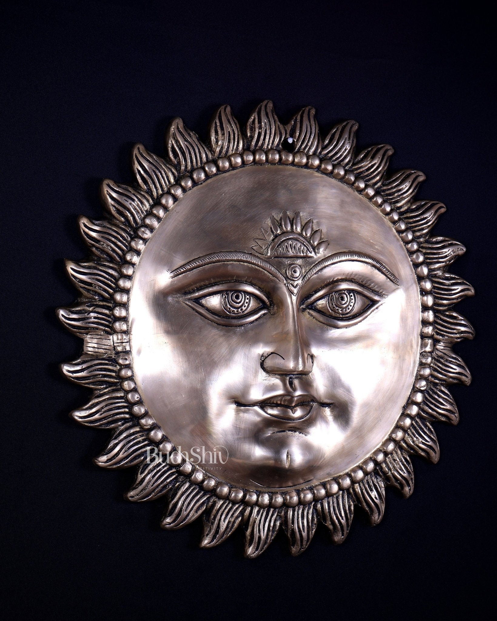 Brass Surya Dev Wall Hanging – Sacred Sun God Heritage Artefact 17 inch - Budhshiv.com