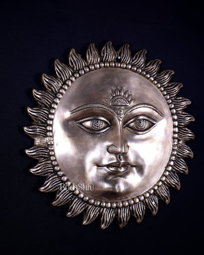 Brass Surya Dev Wall Hanging – Sacred Sun God Heritage Artefact 17 inch - Budhshiv.com