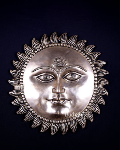 Brass Surya Dev Wall Hanging – Sacred Sun God Heritage Artefact 17 inch - Budhshiv.com