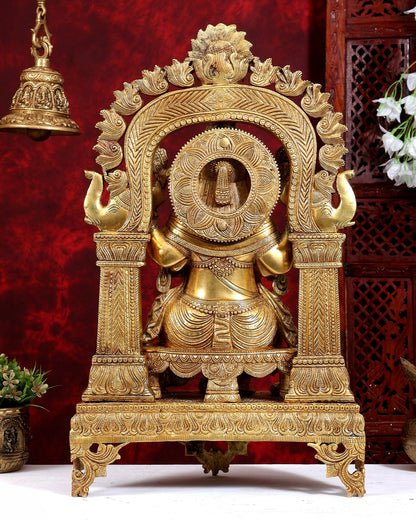 Brass Surya Ganesha Statue with Prabhavali | Unique Rare Design 24 inch - Budhshiv.com