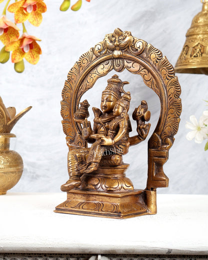 Brass Swarnakarshana Bhairava Shiva Parvati Idol 10 inch burnt gold finish - Budhshiv.com