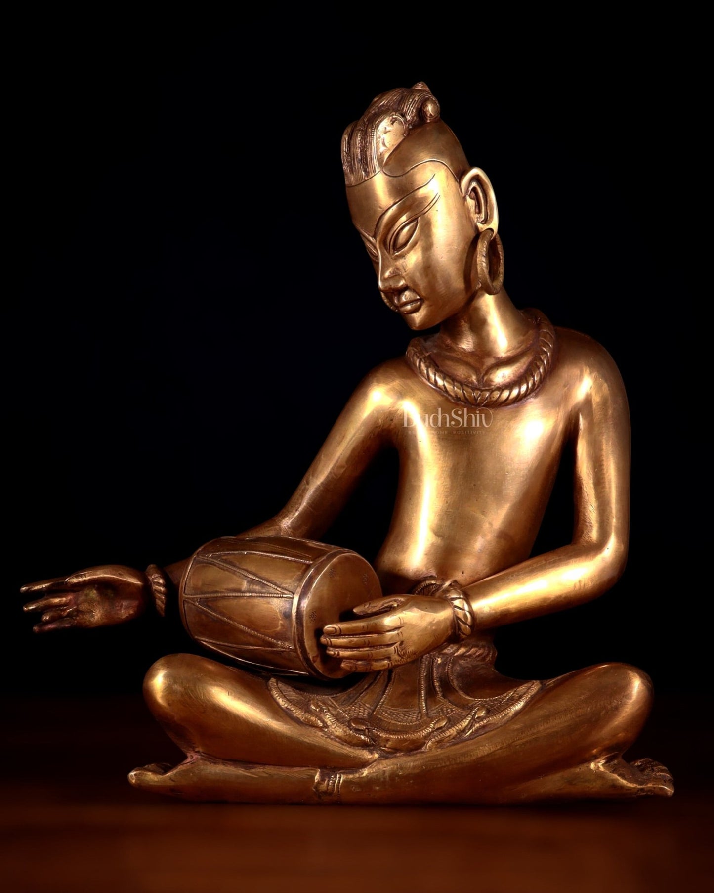 Brass Tansen Musician Statue – Dholak player 18" showpiece - Budhshiv.com