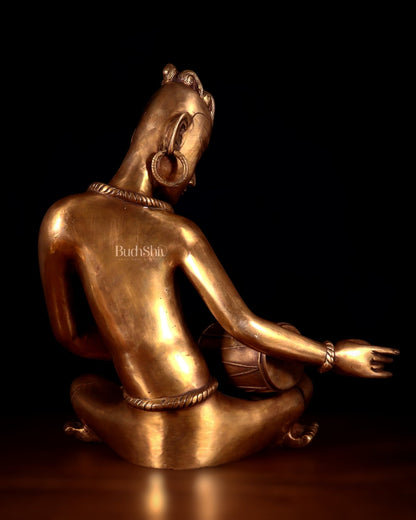 Brass Tansen Musician Statue – Dholak player 18" showpiece - Budhshiv.com