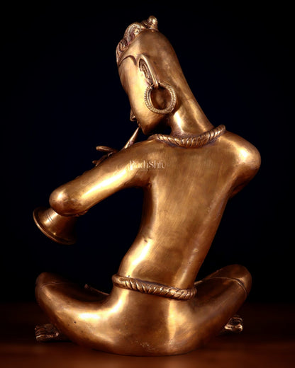 Brass Tansen Musician Statue – shehnayi player 18" showpiece - Budhshiv.com