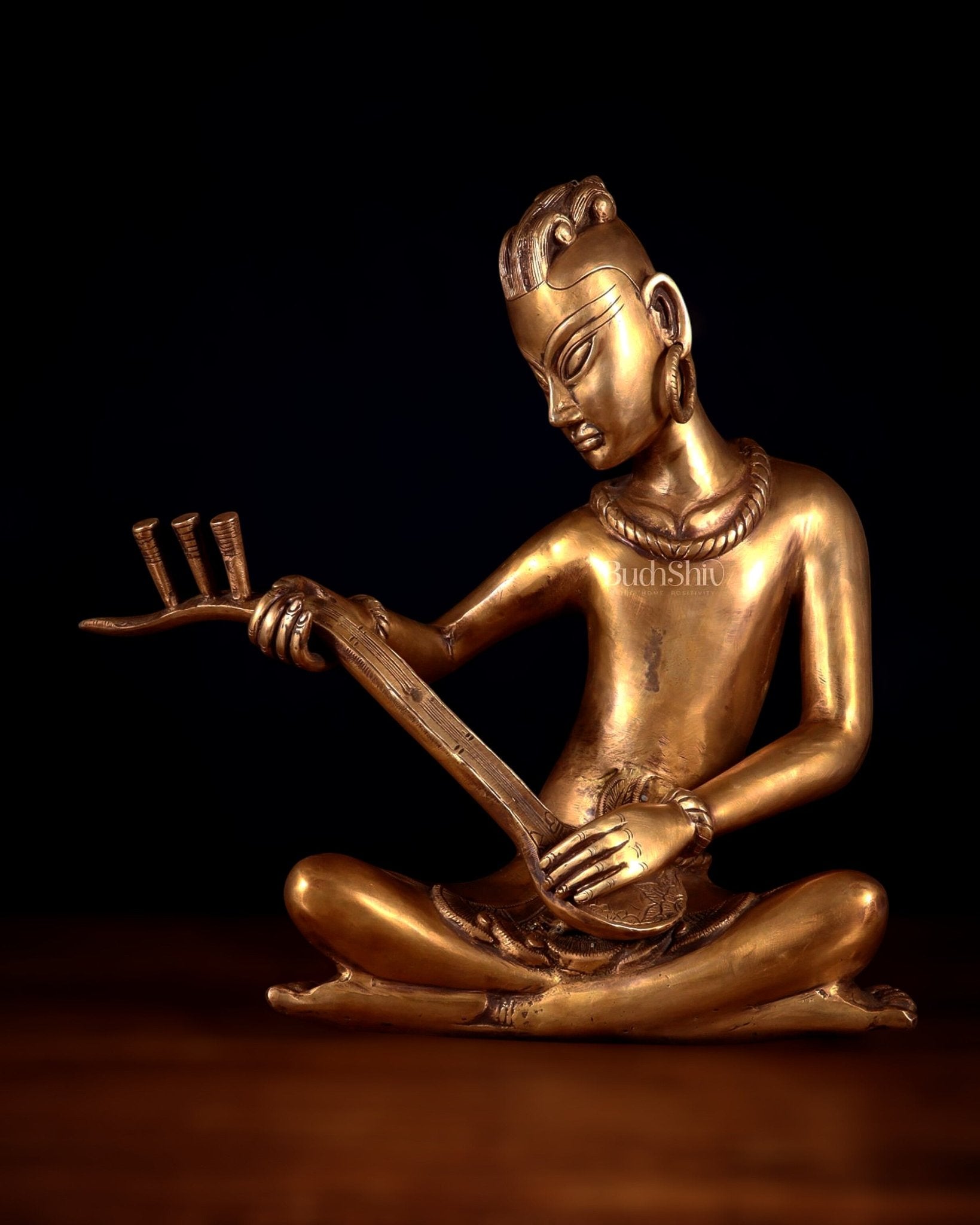 Brass Tansen Musician Statue – Sitar player 18" showpiece - Budhshiv.com