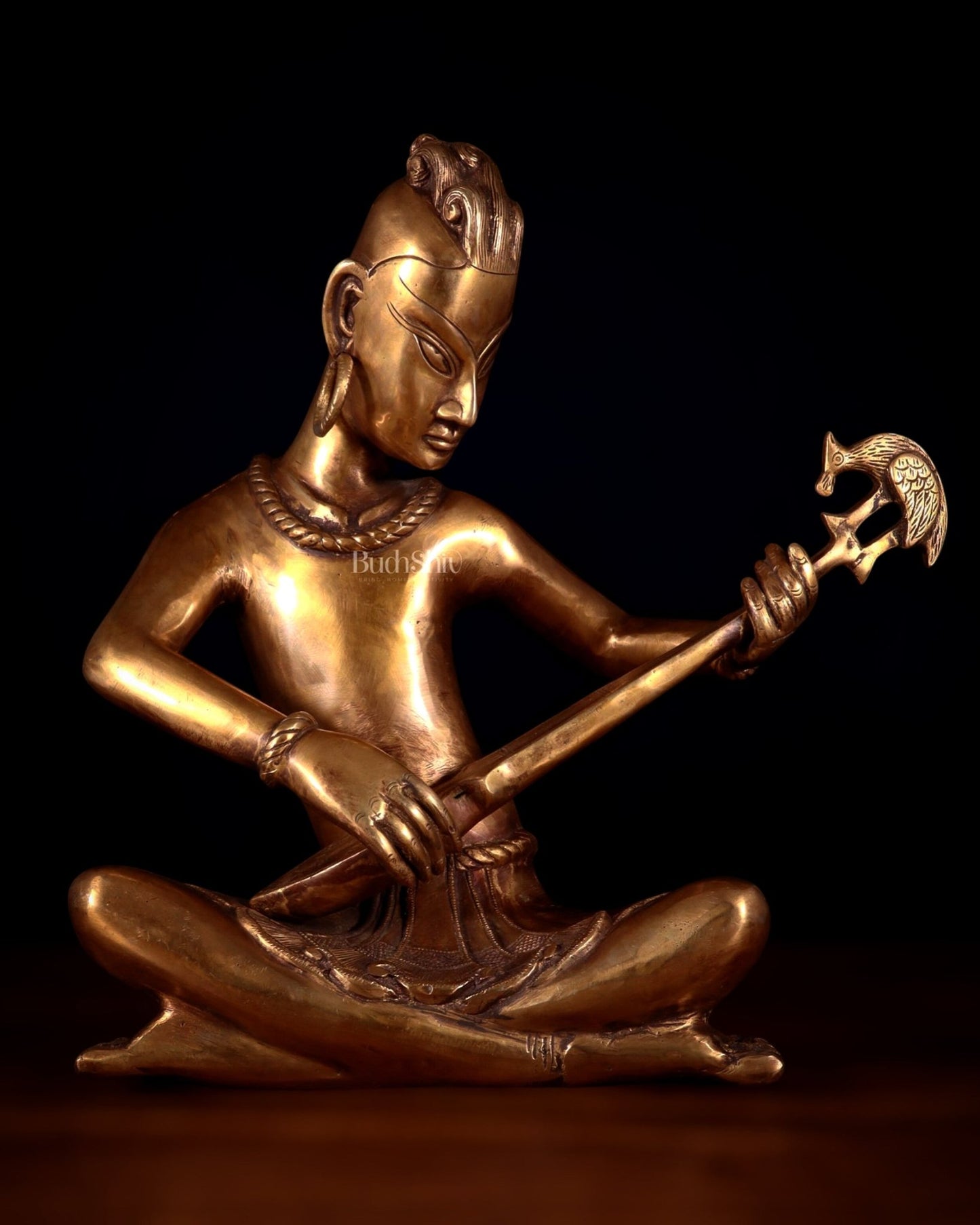 Brass Tansen Musician Statue – tanpura player 18" showpiece - Budhshiv.com