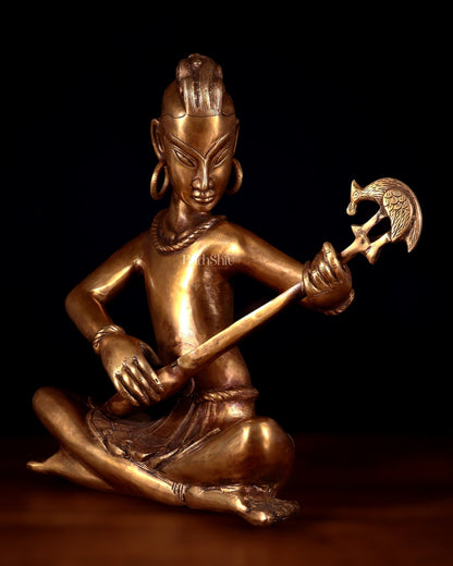 Brass Tansen Musician Statue – tanpura player 18" showpiece - Budhshiv.com