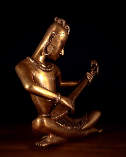 Brass Tansen Musician Statue – tanpura player 18" showpiece - Budhshiv.com