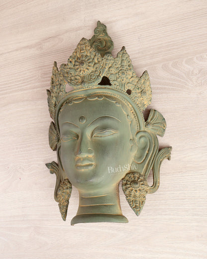 Brass Tara Face Mask Wall Hanging – Buddhist Tara Head 14" - Budhshiv.com