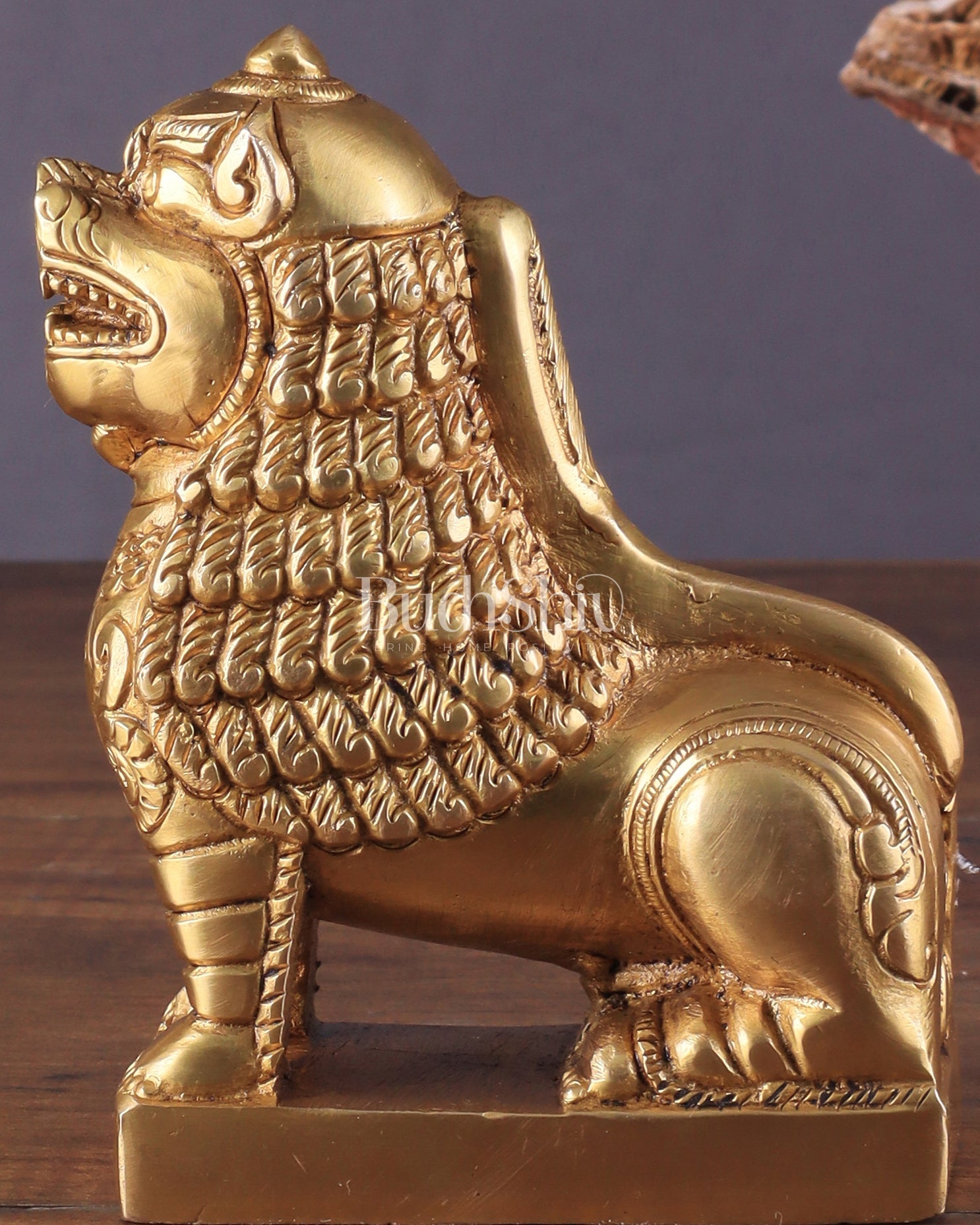 Brass Tibetan Snow Lion Showpiece – Symbol of Strength and Protection - Budhshiv.com