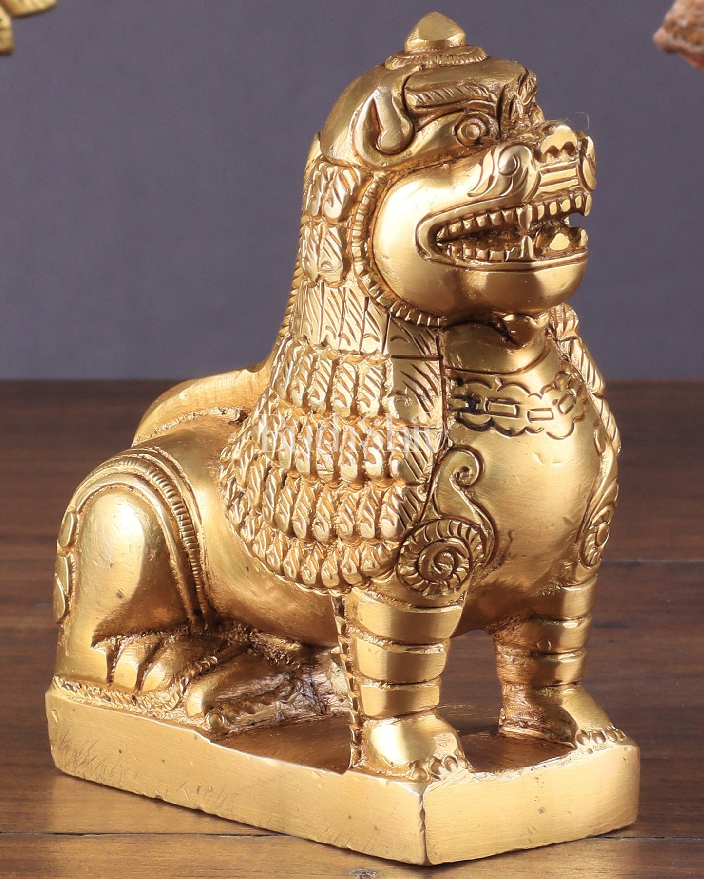 Brass Tibetan Snow Lion Showpiece – Symbol of Strength and Protection - Budhshiv.com