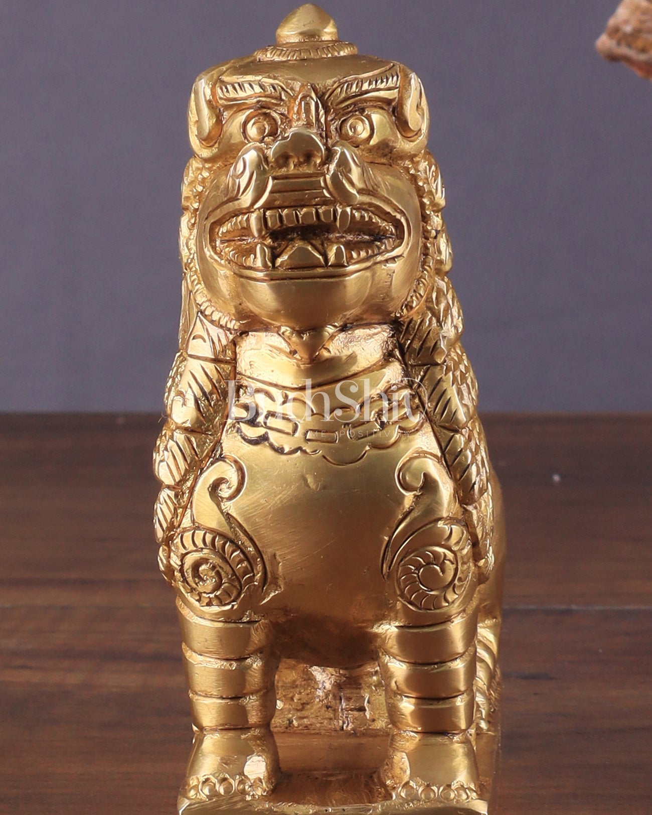 Brass Tibetan Snow Lion Showpiece – Symbol of Strength and Protection - Budhshiv.com