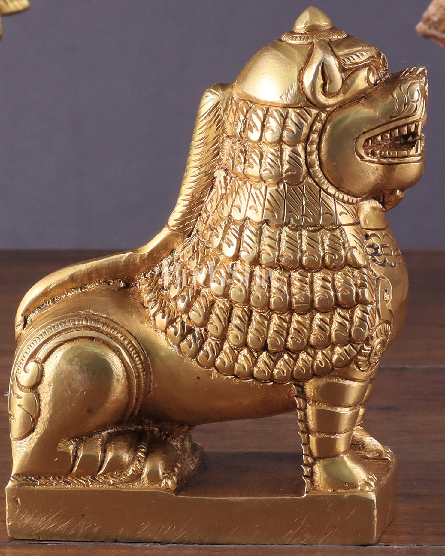 Brass Tibetan Snow Lion Showpiece – Symbol of Strength and Protection - Budhshiv.com