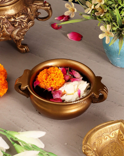 Brass Tiny Urli – Antique Matte Finish | 5” Wide - Budhshiv.com