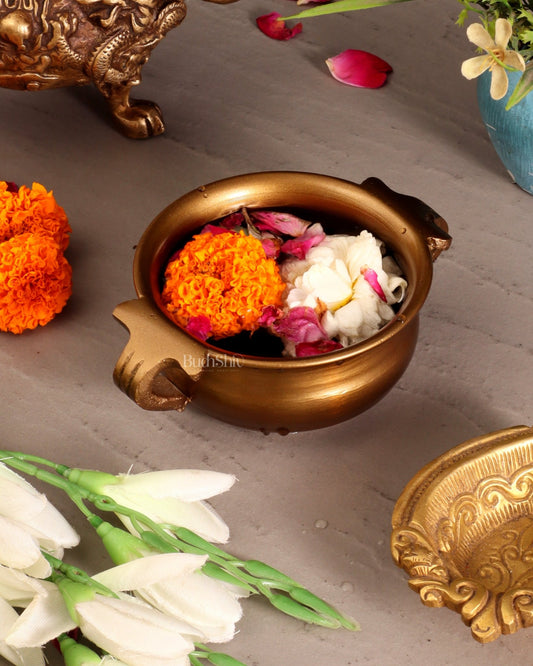 Brass Tiny Urli – Antique Matte Finish | 5” Wide - Budhshiv.com