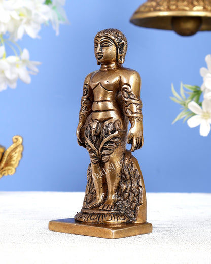 Brass tirthankar Rishab deva bahubali Jain God Standing Statue 6" - Budhshiv.com